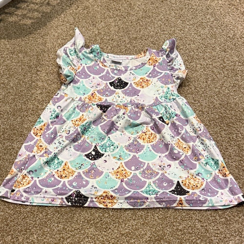Colorful Scallop Pattern Kids Casual Dress